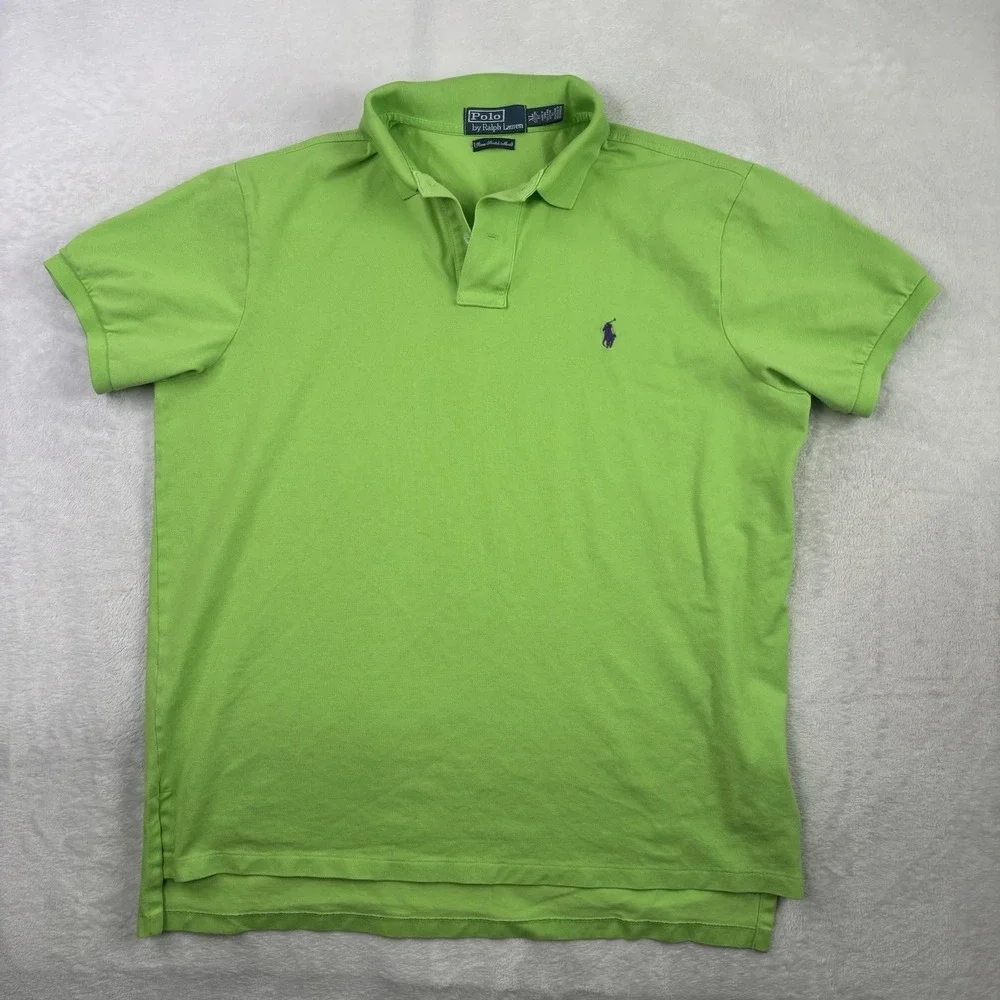 Polo Ralph Lauren Pima Stretch Green Short Sleeve Collared Shirt Men's XL